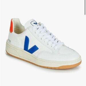 Veja Women’s V-12 White, Blue, and Orange Sneakers